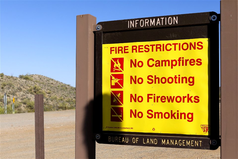 MAY 21: Bureau of Land Management sign at Vulture Mountains Recreation Area