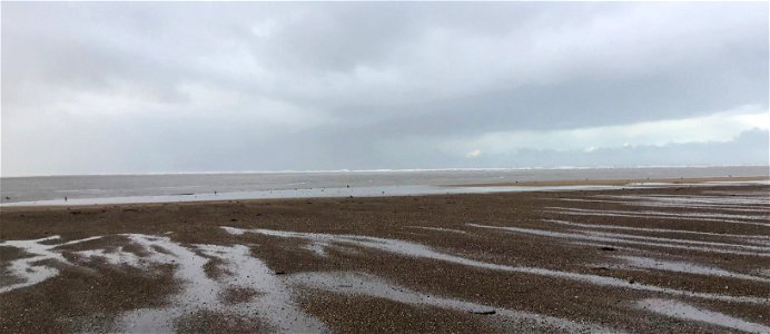 Cormorants Fishing, Rain Clowds, Crow Point, Saunton Sands Beach, Braunton , Devon. Apple Ipod Photo . 8th Jan 2023