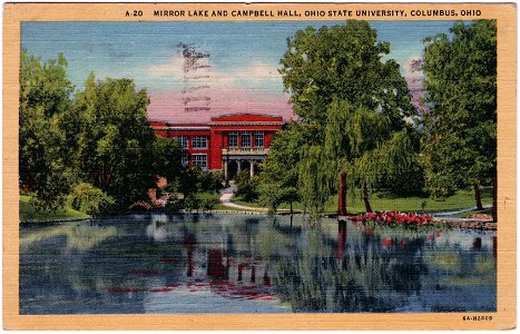 Mirror Lake and Campbell Hall, Ohio State University, Columbus, Ohio (1945) photo