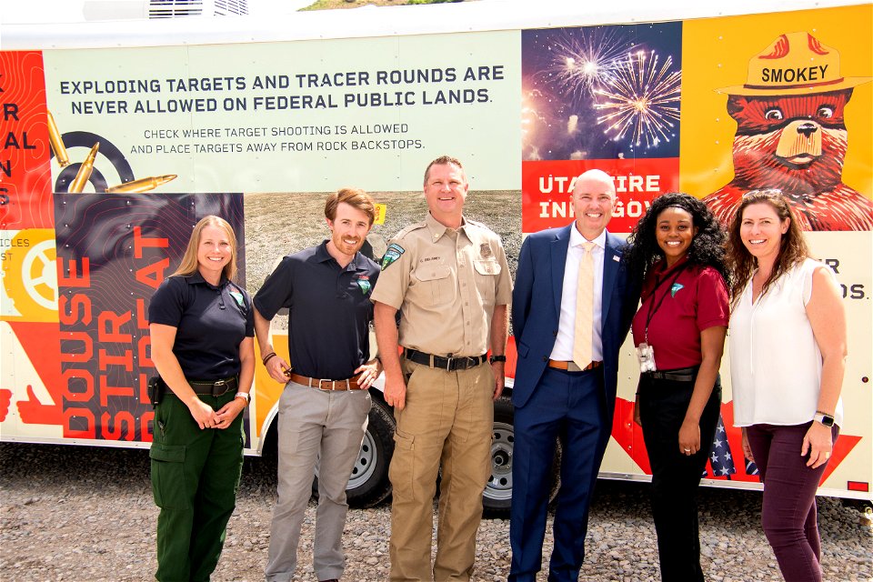 BLM employees posing with Utah Governor S. Cox