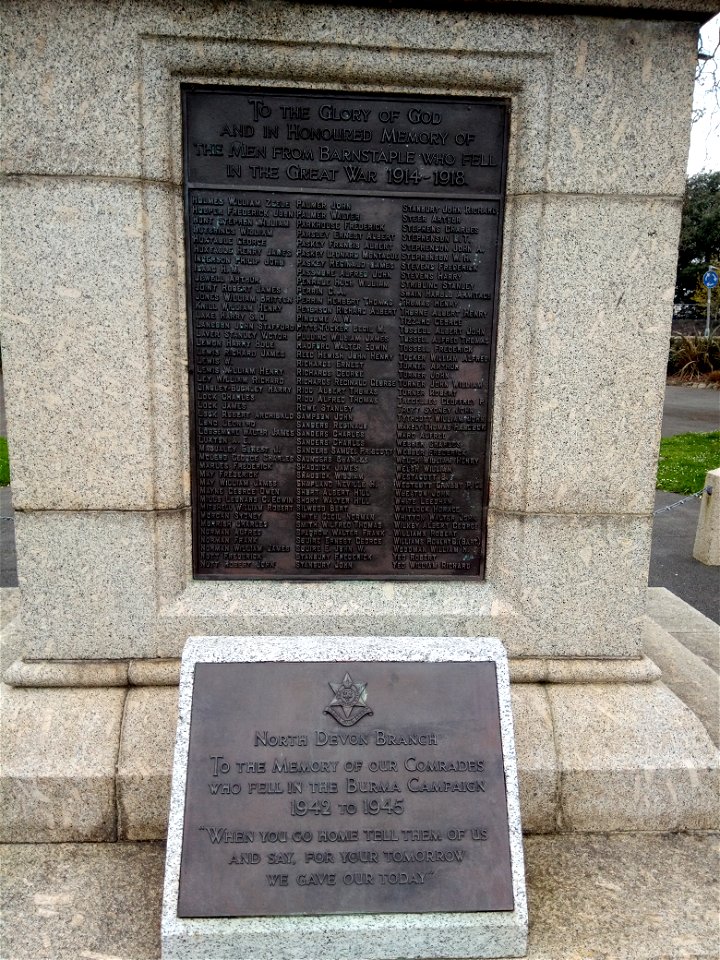 IMG_20230419_092315 World War 1 & 2 War Memorial , Rock Park, Barnstaple, North Devon , UK 19th April 2023