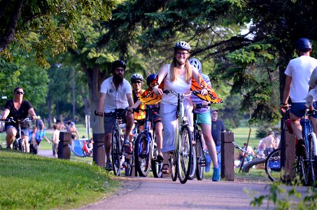 Minneapolis Park Commissioner Musich leads the Butterfly Bike-Along