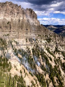 The Big Horn Fire, a remote wildfire located in steep, rocky terrain in the northwest corner of Yellowstone National Park. photo