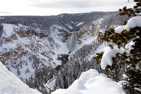 View of Lower Falls in the snow from Lookout Point (1) photo