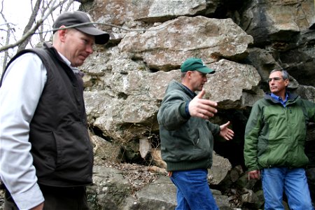 Missouri Department of Conservation Discussing Cave Management on Paris Springs Conservation Area