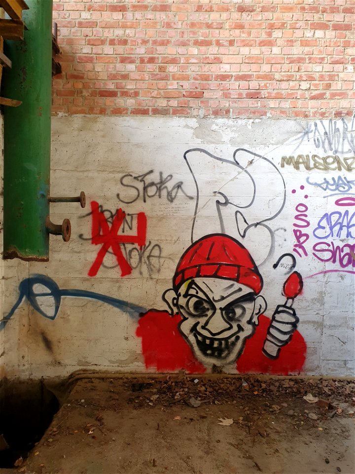 Charleroi graffiti, red rebel