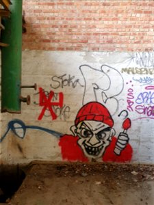 Charleroi graffiti, red rebel