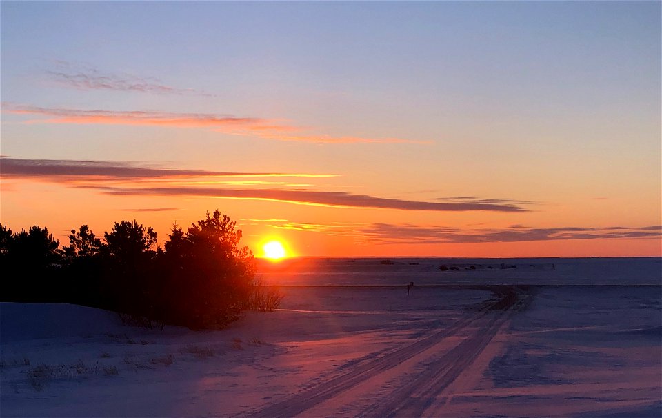Sunset and Snow Makes Pink