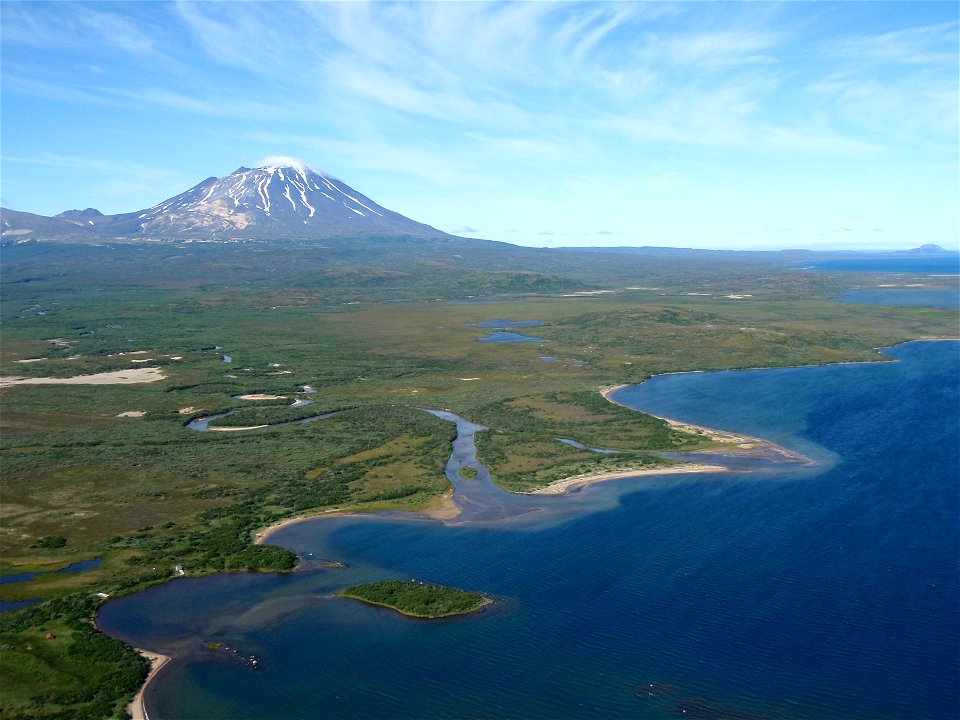 Mt. Peulik and Island Arm, Becharof Lake