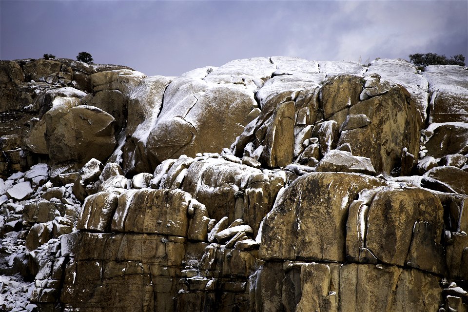 Snow-dusted rock formations