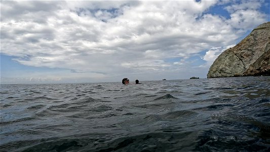 Rock views from water waiting for the boat Tayrona National Park Diving Taganga Colombia photo