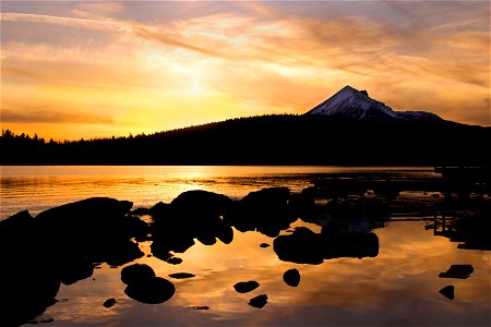 Golden sunset at Lake of the Woods, Oregon photo