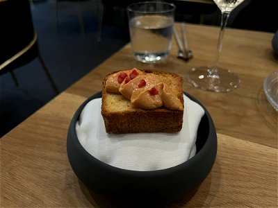 Ankimo Pate, Milk Bread, Raspberries photo