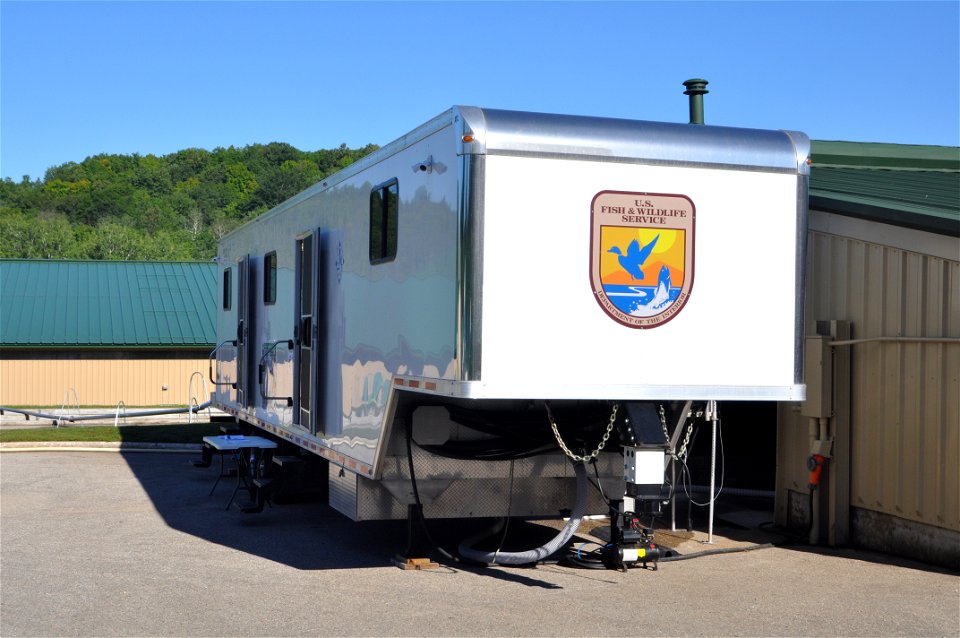 Mass marking trailer. One of two trailers currently at the hatchery. USFWS Photo.