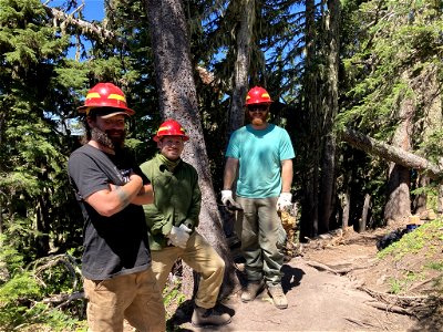 20210715-FS-Mt Hood-Forest Service Trail crew members pause from work for a photo along Pacific Crest Trail - 01 photo