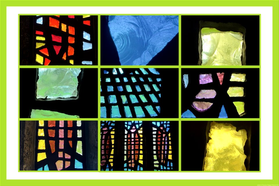 A collage of the stained glass windows at The Friars Aylesford