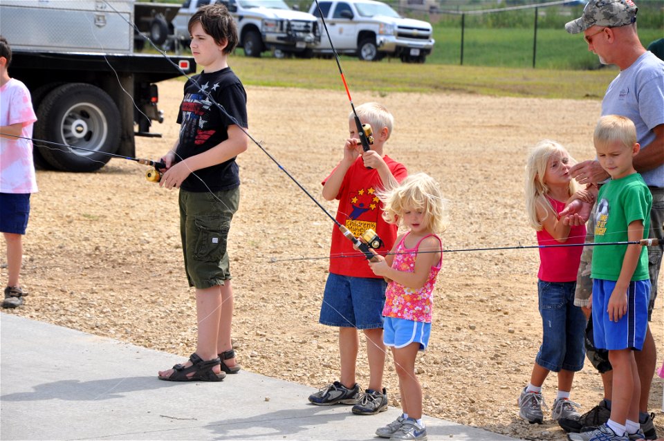 Practicing casting at La Crosse visitor center