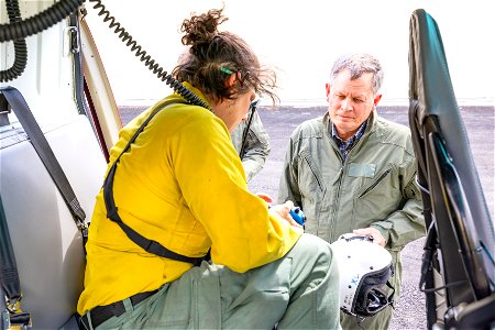 Yellowstone flood event 2022: Montana Senator Daines receives a safety briefing before flight to view the damage