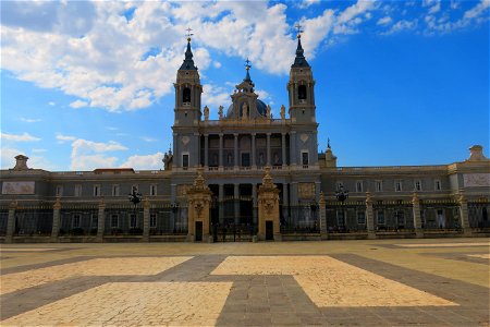 Catedral de la Almudena from the courtyard of the Royal Palace of Madrid