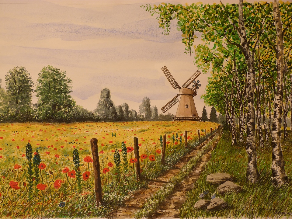 Landscape wet paint mill