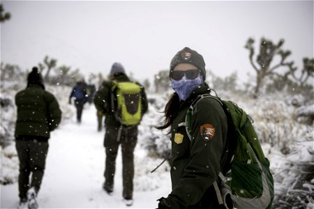 Park rangers in the snow at Ryan Ranch