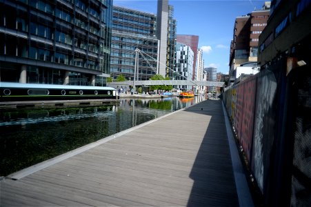 Looking along the full length of Paddington Basin.