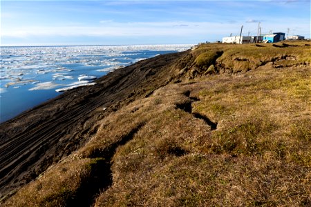 Coastal bluff of Utgiagvik and Chukchi sea ice