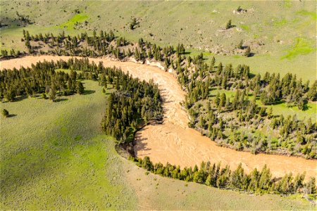 Yellowstone flood event 2022: swollen Yellowstone River above Garnett Hill (2)