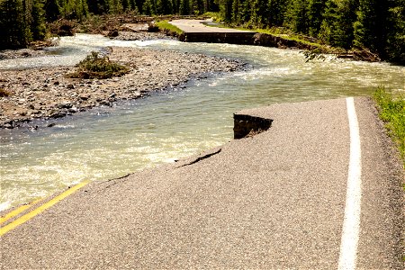 Flood Damage to Northeast Entrance Road from Soda Butte Creek. photo