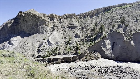 Yellowstone flood event 2022: North Entrance Road washed out in Gardner River Canyon photo