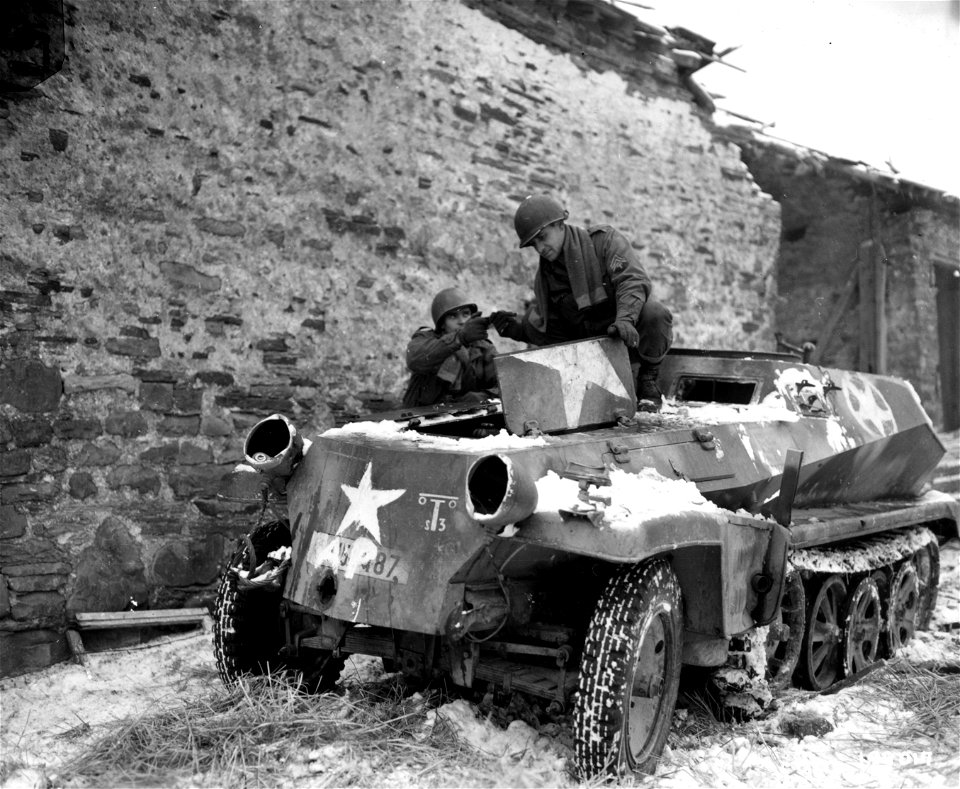 SC 199017 - This German armored vehicle found by two Yanks near Samree, Belgium.