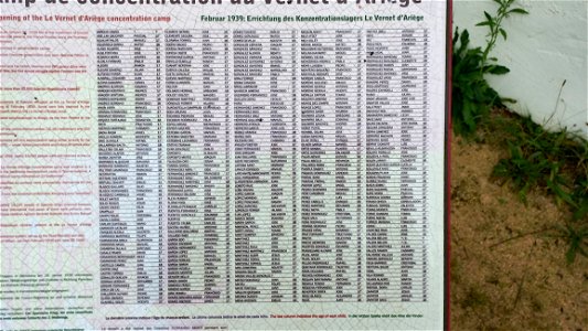 Gare du Vernet-d'Ariège : Notice d'information sur le camp du Vernet