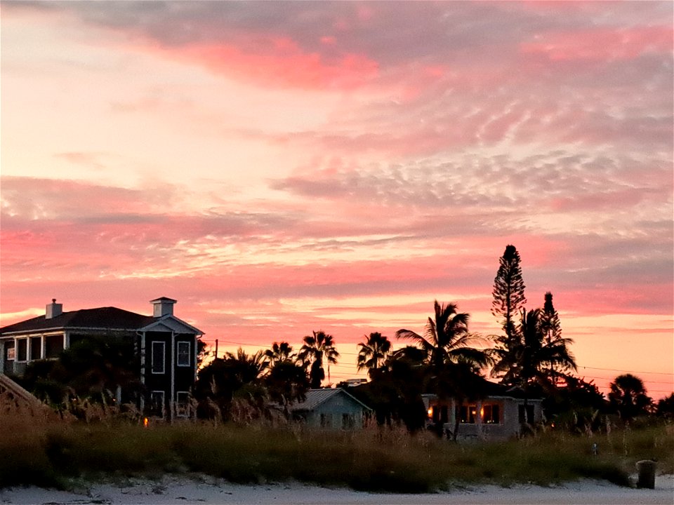 Sunrise over beach houses August 2022 St. Pete Beach Florida