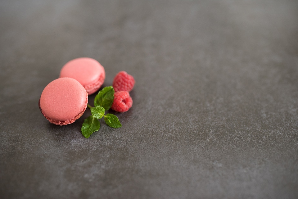 Pink Macaron & Raspberries photo