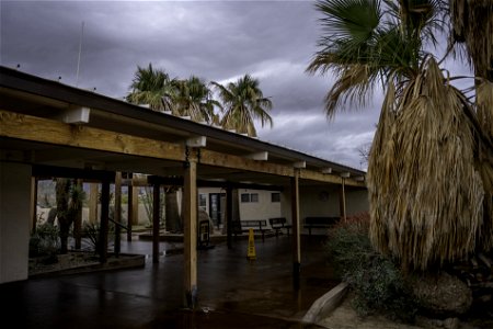 Oasis Visitor Center after a rain storm photo