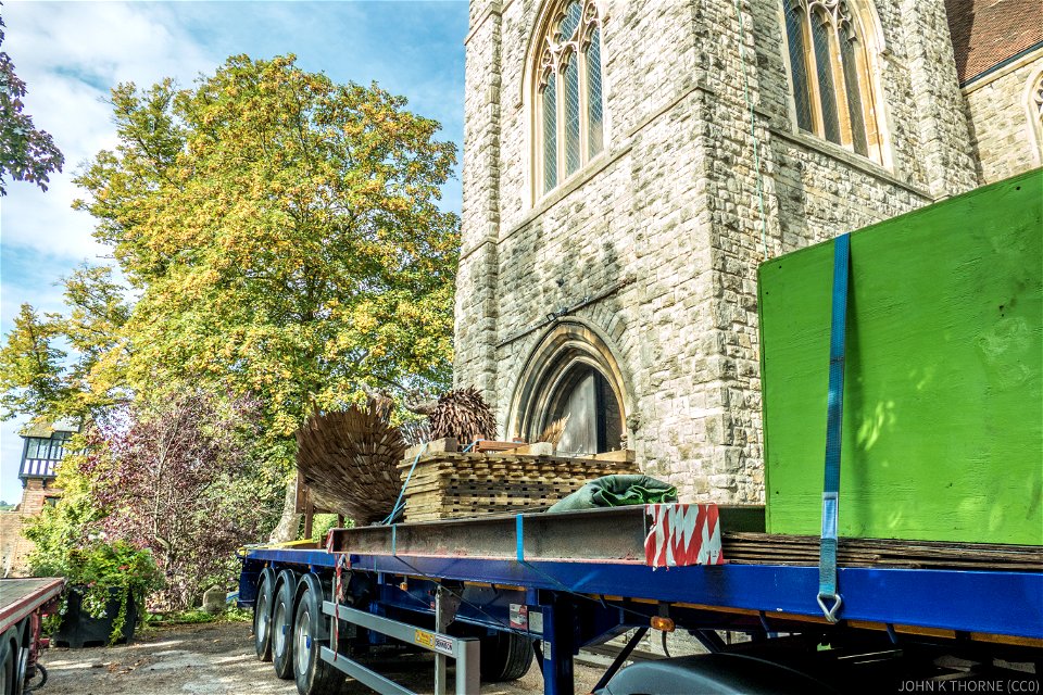 The Knife Angel leaving Maidstone. Next stop Wrexham.