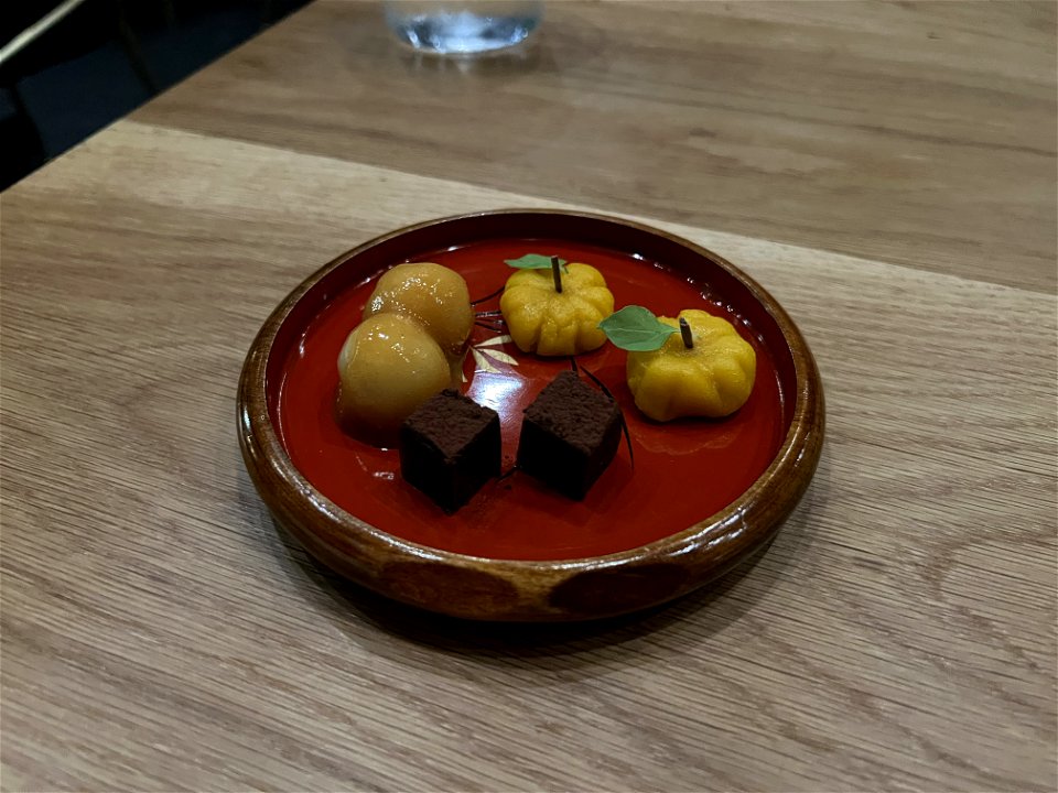 Pumpkin Mochi, Peach Dango, Coffee Yokan