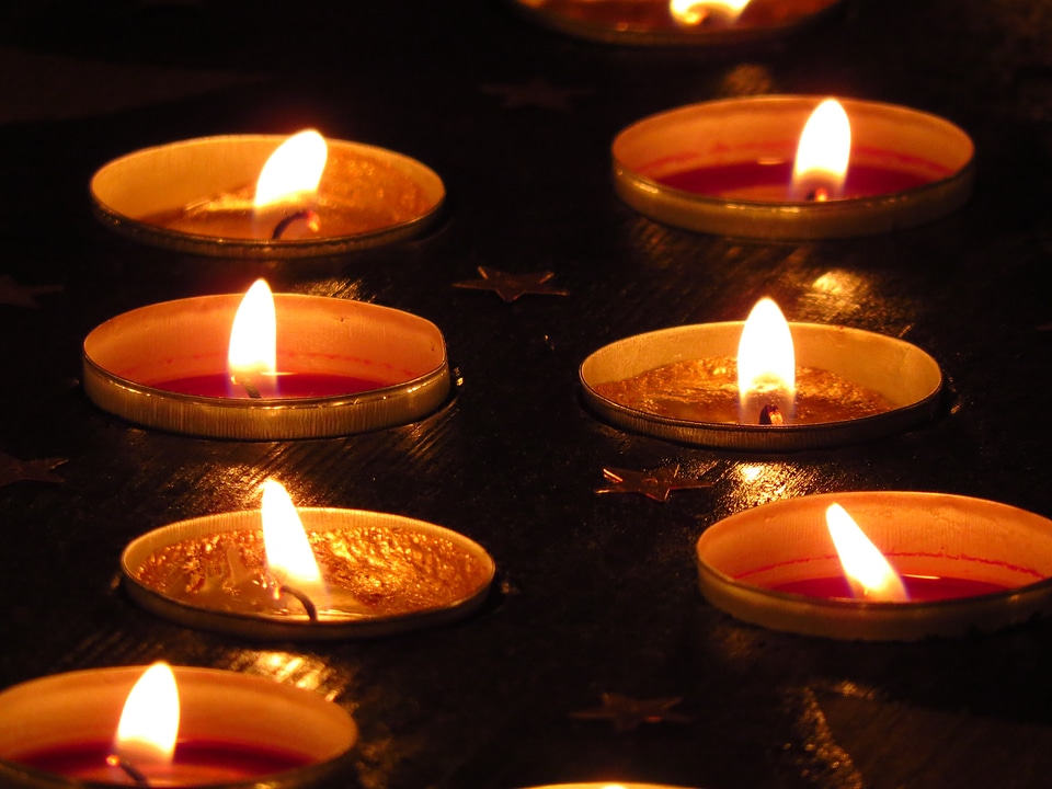 Candles shining flame
