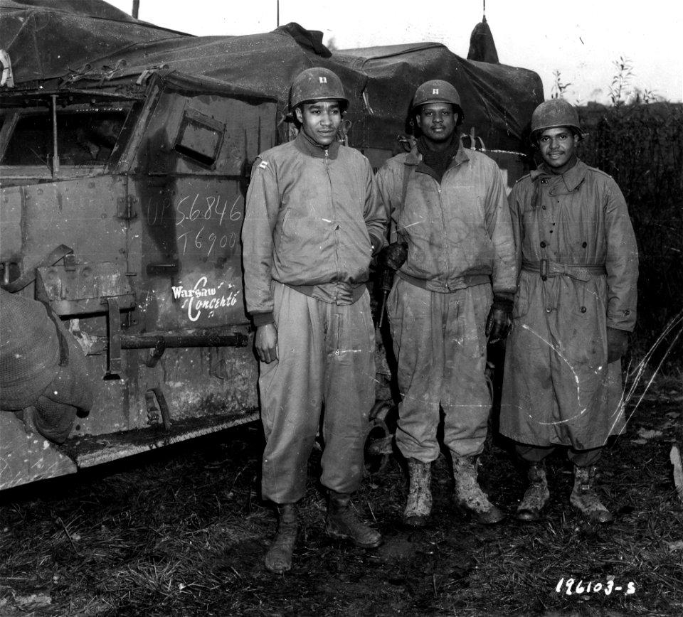 SC 196103-S - Field officers of a Motor Transport unit await action, near Nancy, France.