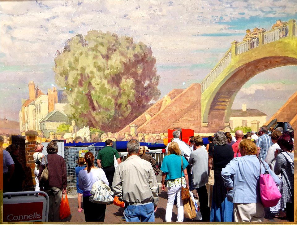 Poole Town Railway Crossing. Using the 1953 Painting by Artist Henry Lamb. The view has remained recognisable. The pedestrian bridge.
