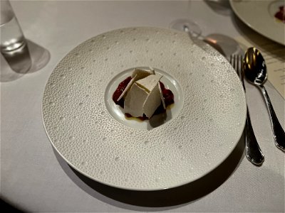 Stracciatella Gelato, Grilled Strawberry, Meringue, Long Pepper