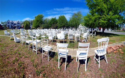 White chairs. Memorial