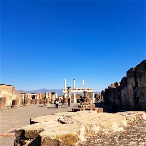 Looking out of Basilica Ruins Pompeii Italy