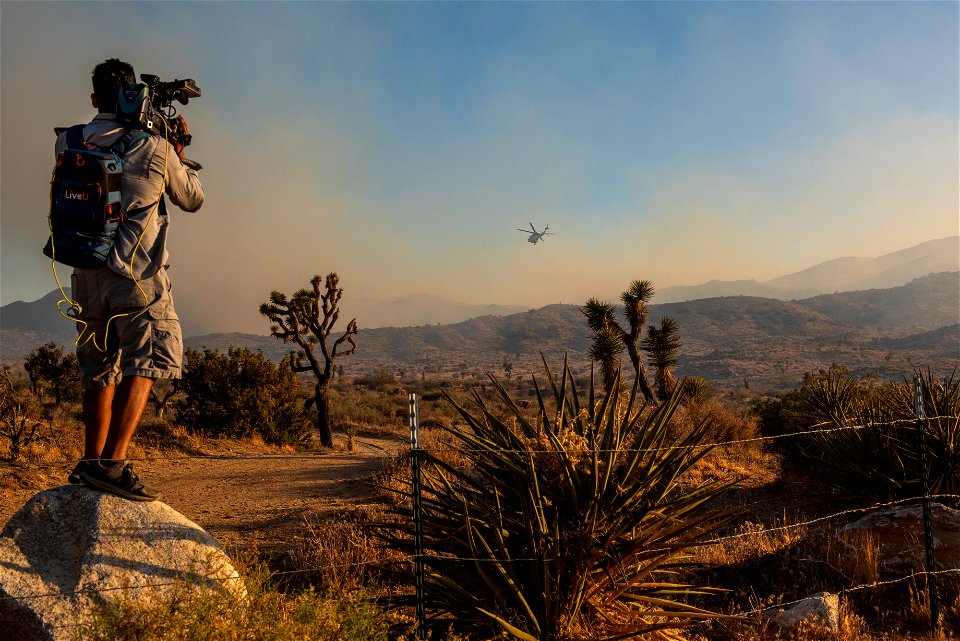 Reporter Filming Smoke from the Elk Fire