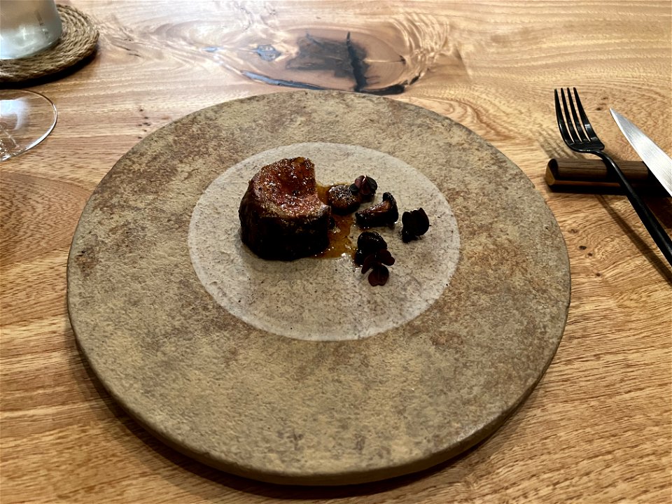Aged Lamb Loin, Chanterelles Cooked Over the Fire