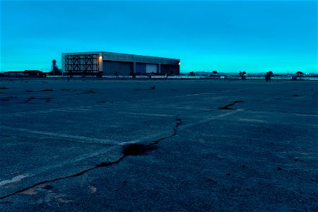 Unused naval base at dawn