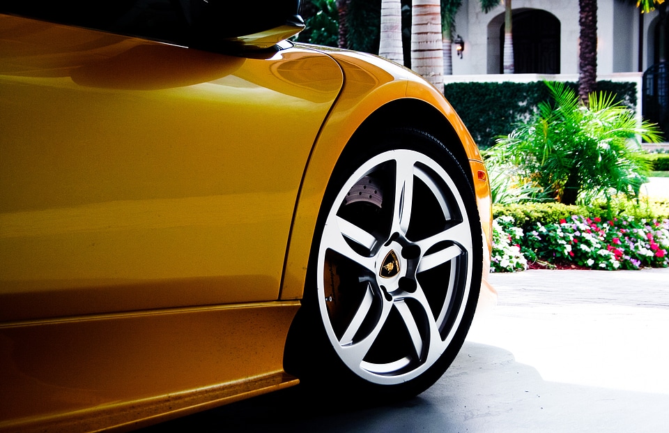 Yellow sportscar automobile