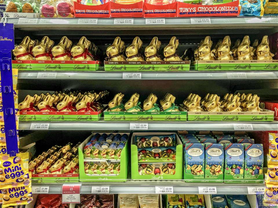 The Easter Bunny. The price of chocolate per 100g is crazy.