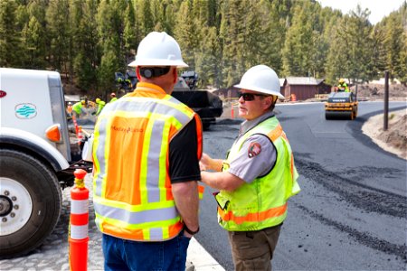 Dan Rhodes working with Federal Highways at Roosevelt Lodge improvement project photo