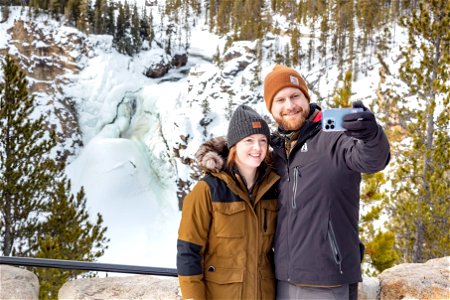 Winter selfies at Upper Falls Viewpoint photo